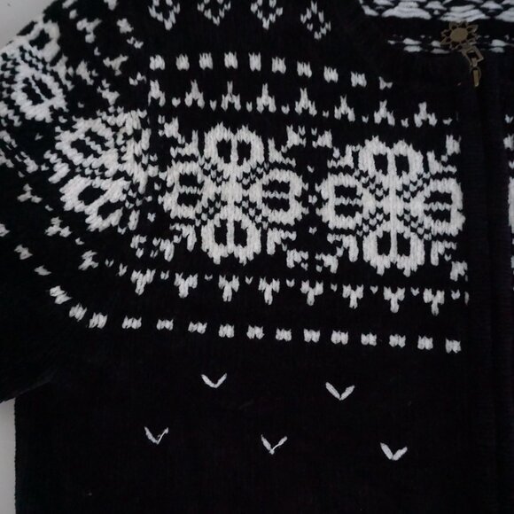 Alfred Dunner Black Knit Ice Skater Ice Rink Festive Ugly Christmas Cardigan S - Picture 8 of 10